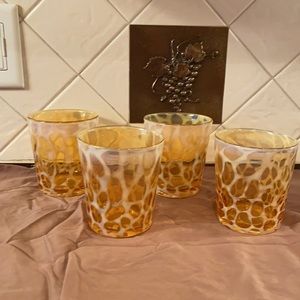 Set of 4 Contemporary Hand Blown art water tumbler Glasses